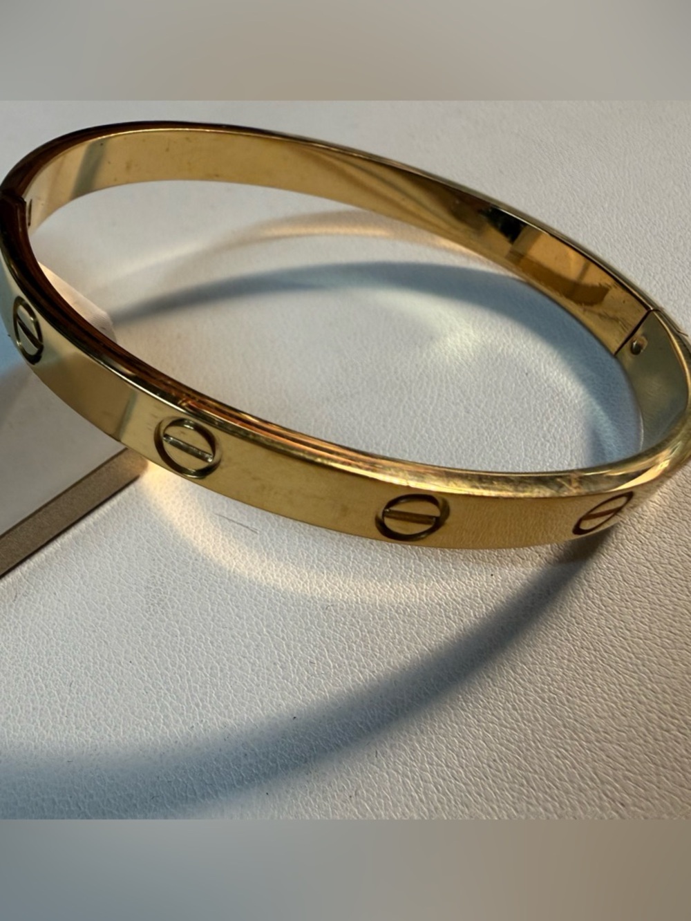 Gold Plated Screw Motif Love Bangle Bracelet Stainless Steel